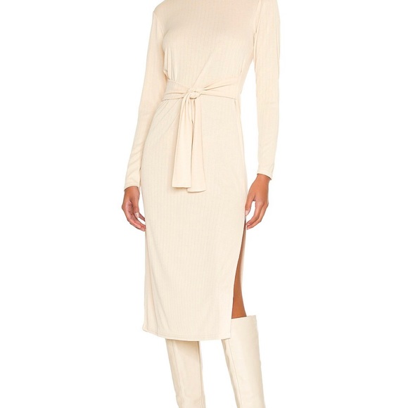 NWT BB Dakota ribbed knit midi dress with tie front - Picture 2 of 4